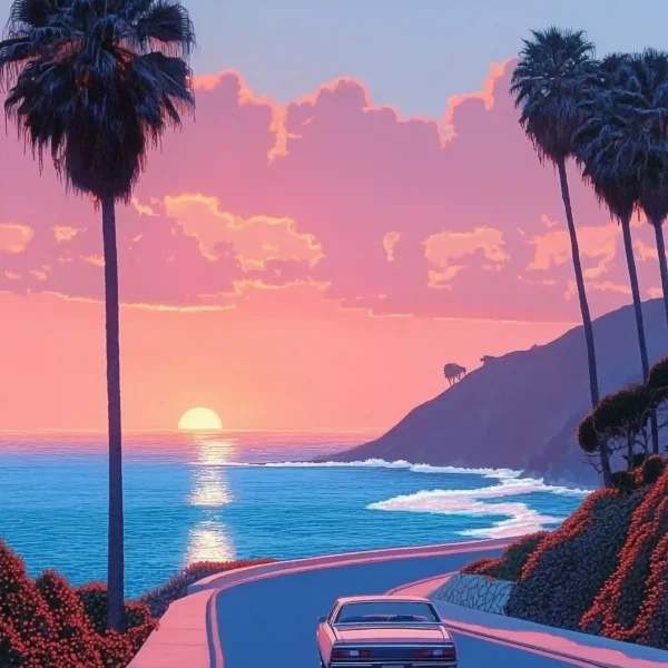 Coastal Road Sunset Canvas Art – Hiroshi Nagai Retro Vibes, Coastal Road Sunset Canvas Art, Hiroshi Nagai Canvas Art, Retro Coastal Art, Summer Canvas Art, Serene Coastal Canvas Art, Ocean Road Art, Pink Sky Canvas Art, Retro Car Art, Nostalgic Summer Canvas Art, Hiroshi Nagai Inspired Art, Tranquil Landscape Art, Dreamy Coastal Art, Summer Evening Canvas Art, Palm Tree Road Art, Scenic Sunset Art Coastal Road Sunset Canvas Art, Hiroshi Nagai Canvas Art, Retro Coastal Art, Summer Canvas Art, Serene Coastal Canvas Art, Ocean Road Art, Pink Sky Canvas Art, Retro Car Art, Nostalgic Summer Canvas Art, Hiroshi Nagai Inspired Art, Tranquil Landscape Art, Dreamy Coastal Art, Summer Evening Canvas Art, Palm Tree Road Art, Scenic Sunset Art