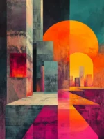 abstract geometric art, digital canvas art, minimalist wall art, futuristic geometric wall art, bold design art, modern digital artwork, surreal landscape art
