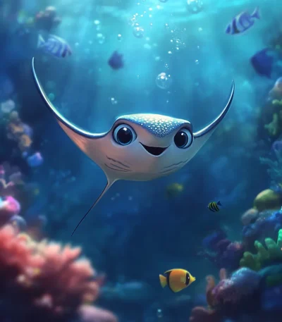 Peaceful Manta Ray Canvas Art, Manta Ray Art, Underwater Exploration Art, Serene Ocean Art, Disney Manta Ray, Gentle Manta Ray, Ocean Canvas Art, Manta Ray with Fish, Coral Bed Art, Disney-inspired Ocean Art, Calm Ocean Art, Soft Ocean Lighting, Peaceful Marine Life Art, Tranquil Ocean Art, Serene Sea Life Art, Gliding Manta Ray, Kids Underwater Art, Relaxing Ocean Scene