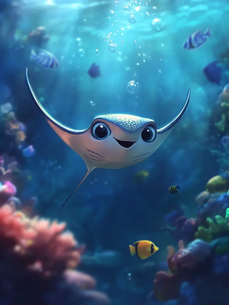 Peaceful Manta Ray Canvas Art, Manta Ray Art, Underwater Exploration Art, Serene Ocean Art, Disney Manta Ray, Gentle Manta Ray, Ocean Canvas Art, Manta Ray with Fish, Coral Bed Art, Disney-inspired Ocean Art, Calm Ocean Art, Soft Ocean Lighting, Peaceful Marine Life Art, Tranquil Ocean Art, Serene Sea Life Art, Gliding Manta Ray, Kids Underwater Art, Relaxing Ocean Scene